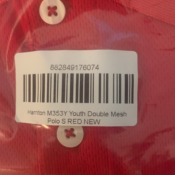 NWT HARRITON YOUTH DOUBLE MESH POLO RED SMALL - Picture 6 of 10